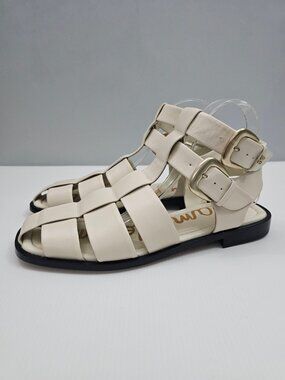 Sam Edelman Dawn Fisherman Gladiator Sandal Womens 10 Ivory Leather Flats